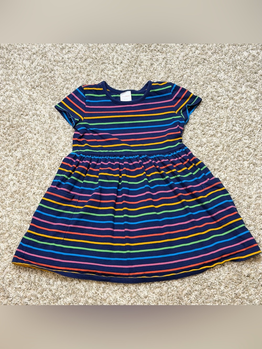 Hanna Andersson Navy Rainbow Stripe Dress